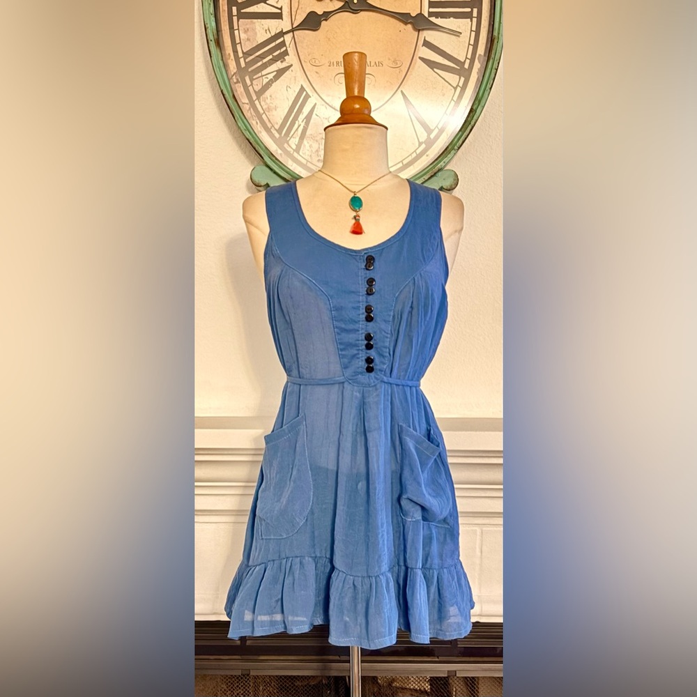 Grifflin Paris Blue Tiered Wrap Sleeveless Dress/Top